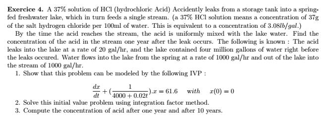 Solved A 37% solution of HCl (hydrochloric Acid) Accidently | Chegg.com