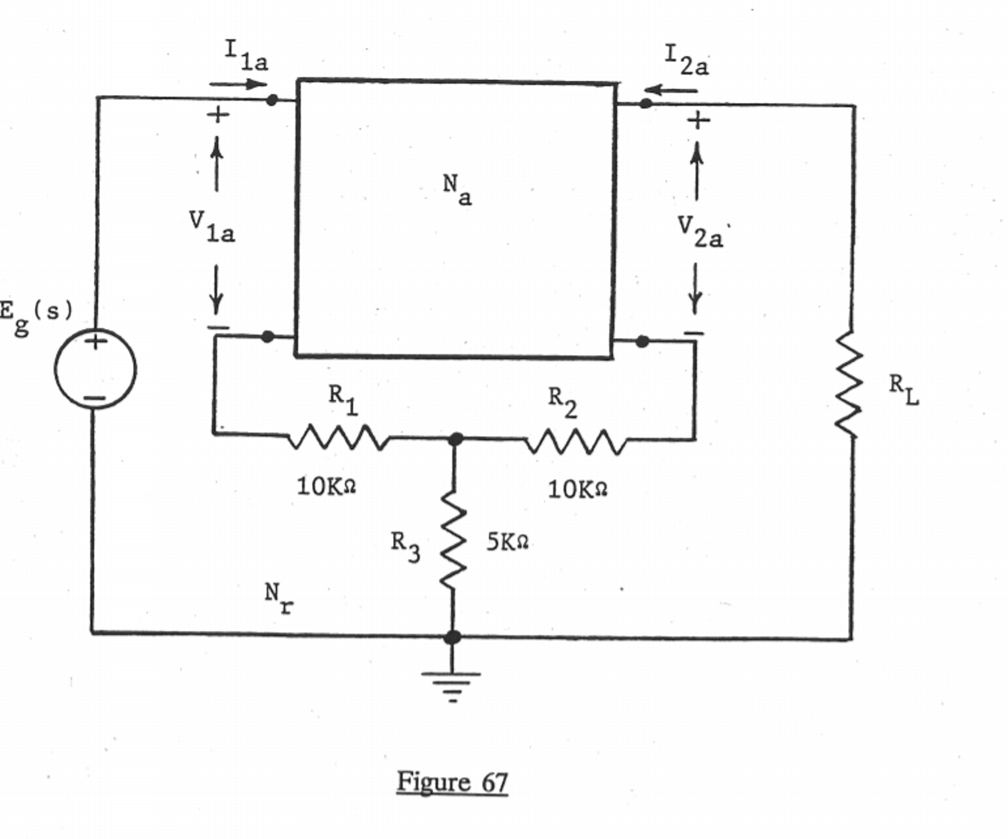 The network shown in Figure 67 represents a feedback