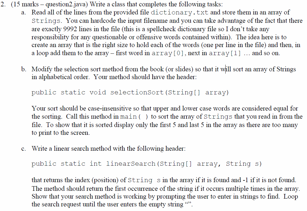 Solved Write a class that completes the following tasks: | Chegg.com