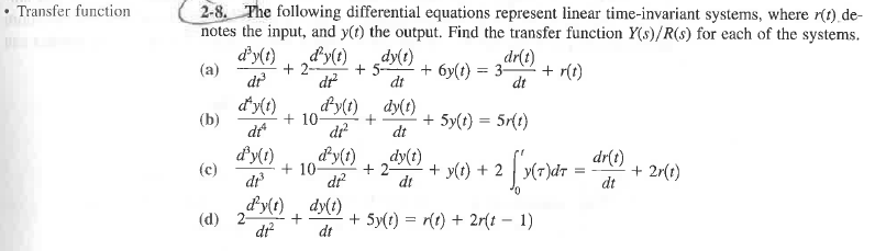 Solved The following differential equations represent linear | Chegg.com