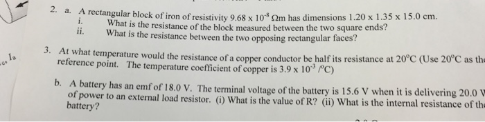 Solved A rectangular block of iron of resistivity 9.68 times | Chegg.com