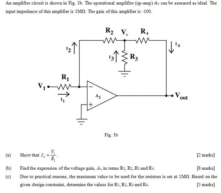 Solved An Amplifier Circuit Is Shown In Fig. 1b. The | Chegg.com