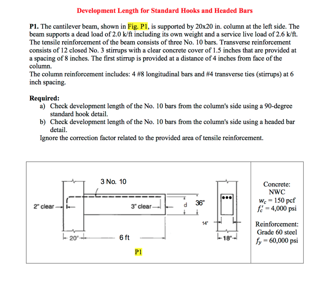Solved Development Length for Standard Hooks and Headed Bars