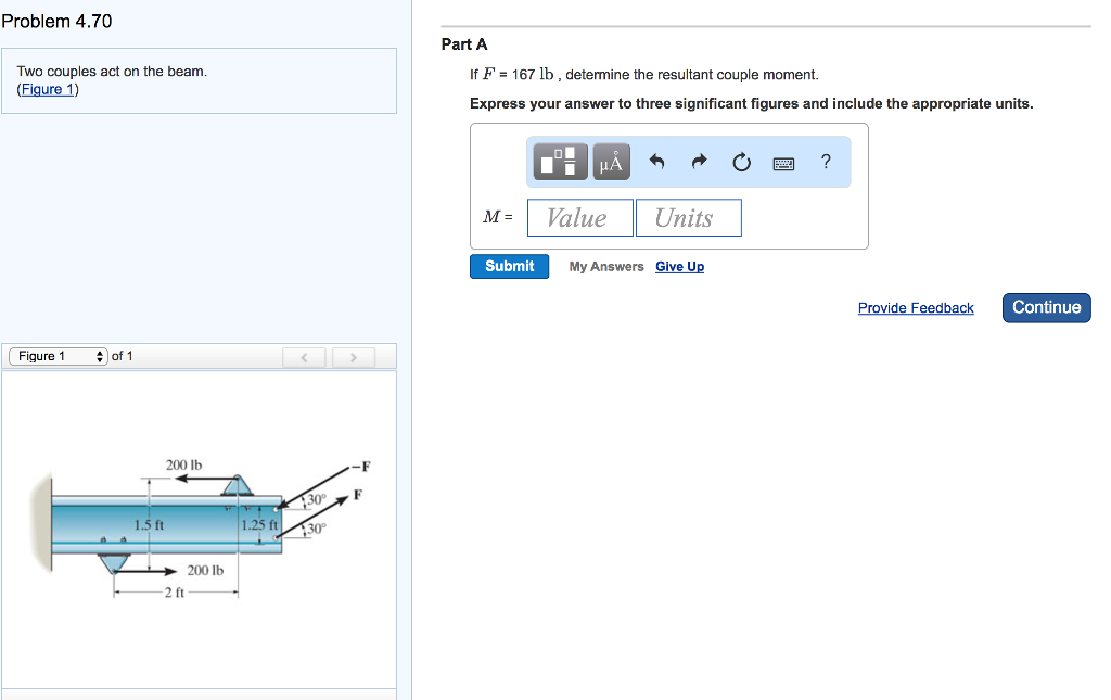 Solved Two couples act on the beam. (Figure 1) If F = 167 | Chegg.com