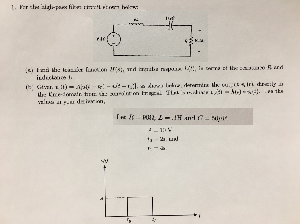 Solved For The High-pass Filter Circuit Shown Below: (a) | Chegg.com