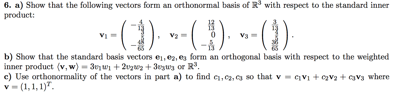 Show that the following vectors form an orthonormal | Chegg.com