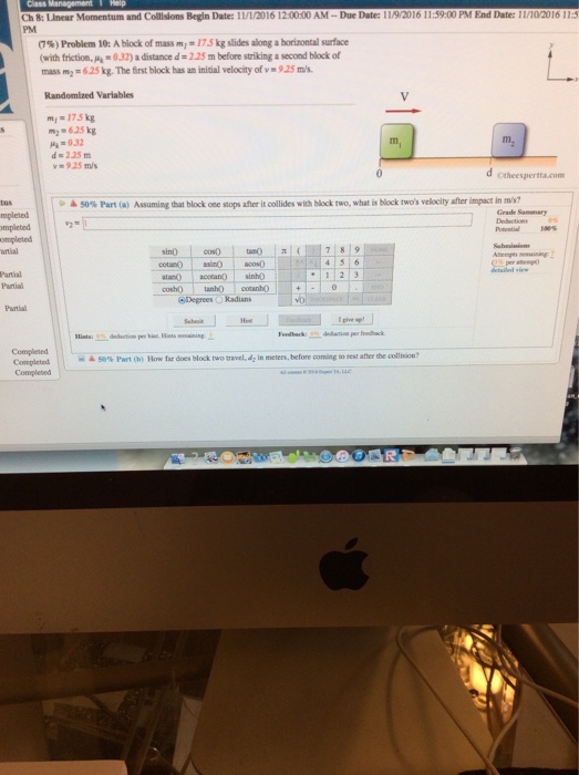 Solved Class Management Ch 8 Lunear Momentum And Collisions Chegg