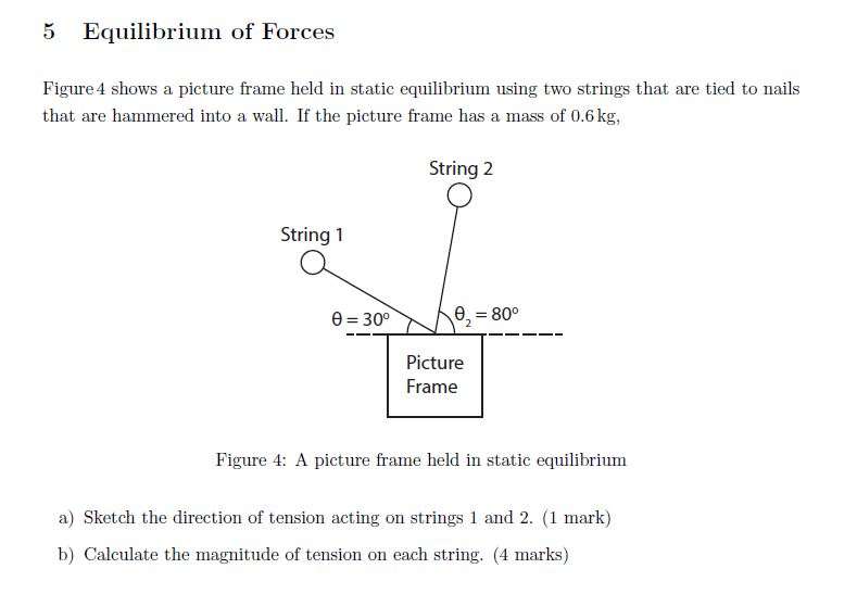 Solved A picture frame held in static equilibrium using two | Chegg.com