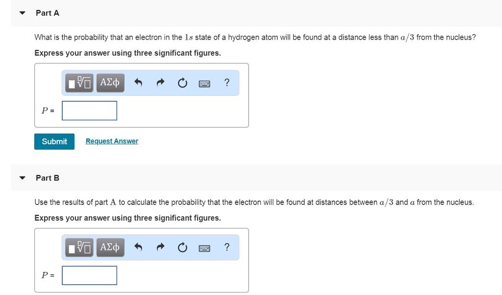 Solved Part A What is the probability that an electron in | Chegg.com