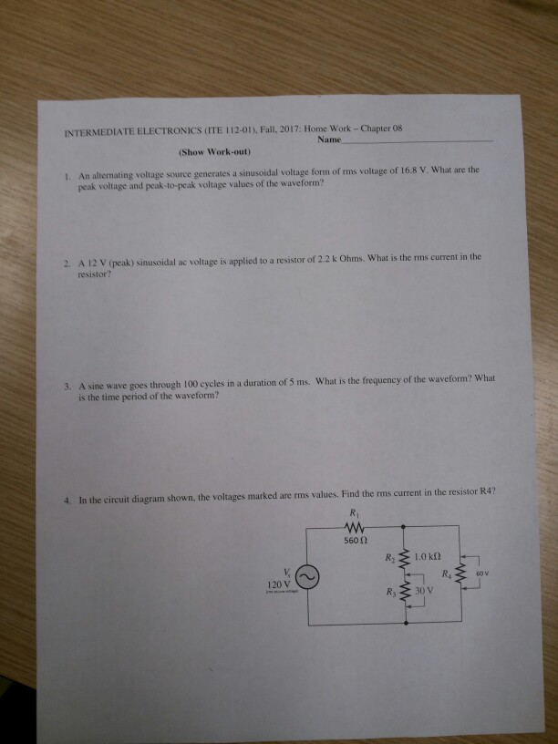 Solved An alternating voltage source generates a sinusoidal | Chegg.com