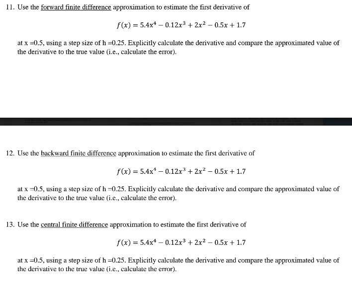 Solved Use the forward finite difference approximation to | Chegg.com