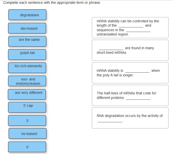 Solved Complete each sentence with the appropriate term or