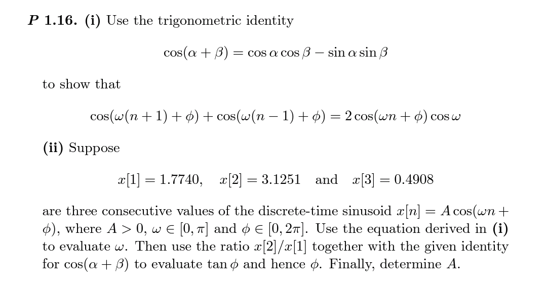Solved Use The Trigonometric Identity Cos alpha beta cos Chegg