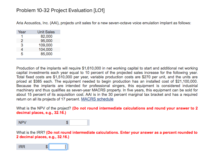 Solved Aria Acoustics, Inc. (AAI), projects unit sales for a