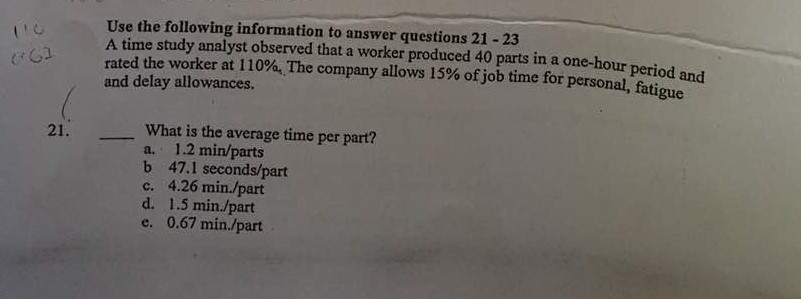 Solved 21 Use the following information to answer questions | Chegg.com