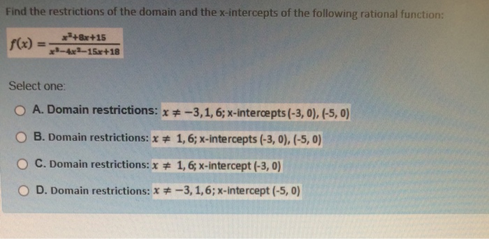 how to find domain restrictions of a rational function