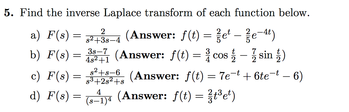 Solved Find The Inverse Laplace Transform Of Each Function 7816