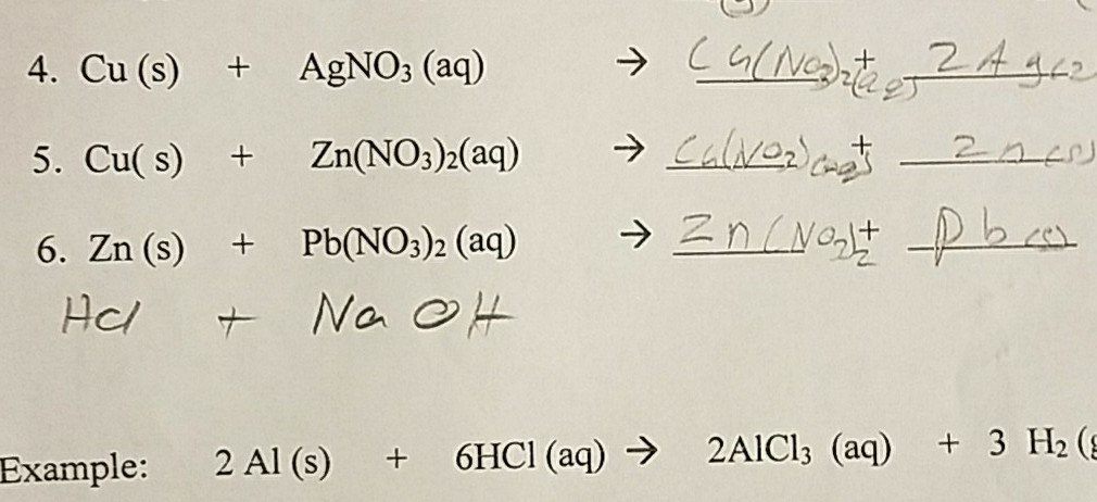 cu   zn(no3)2