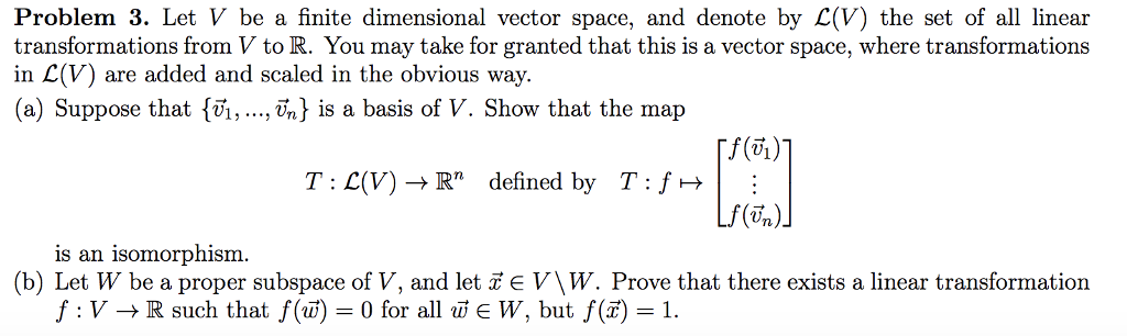 Solved Problem 3. Let V Be A Finite Dimensional Vector | Chegg.com