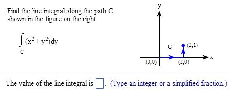 Solved Find the line integral along the path C shown in the | Chegg.com