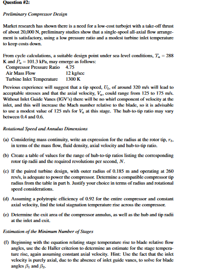 Question #2: Preliminary Compressor Desigrn Market | Chegg.com