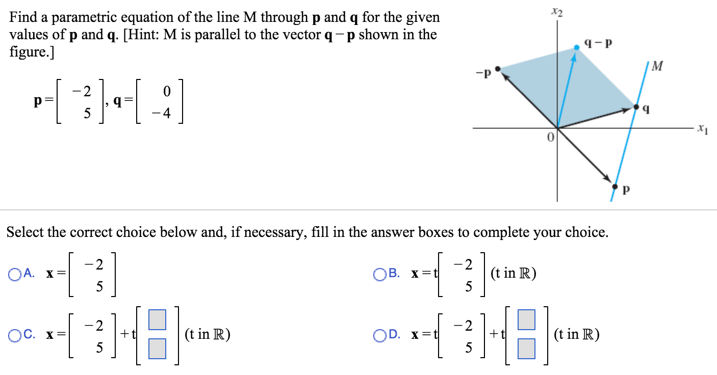 Solved Find a parametric equation of the line M through p