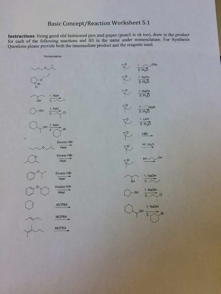 Solved: Basic Concept/reaction Worksheet 5.1 Instructions:... | Chegg.com