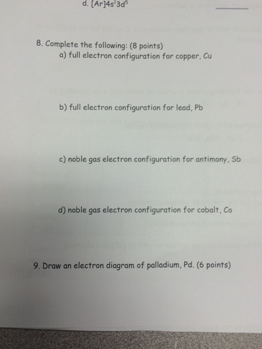 Solved Complete the following full electron configuration