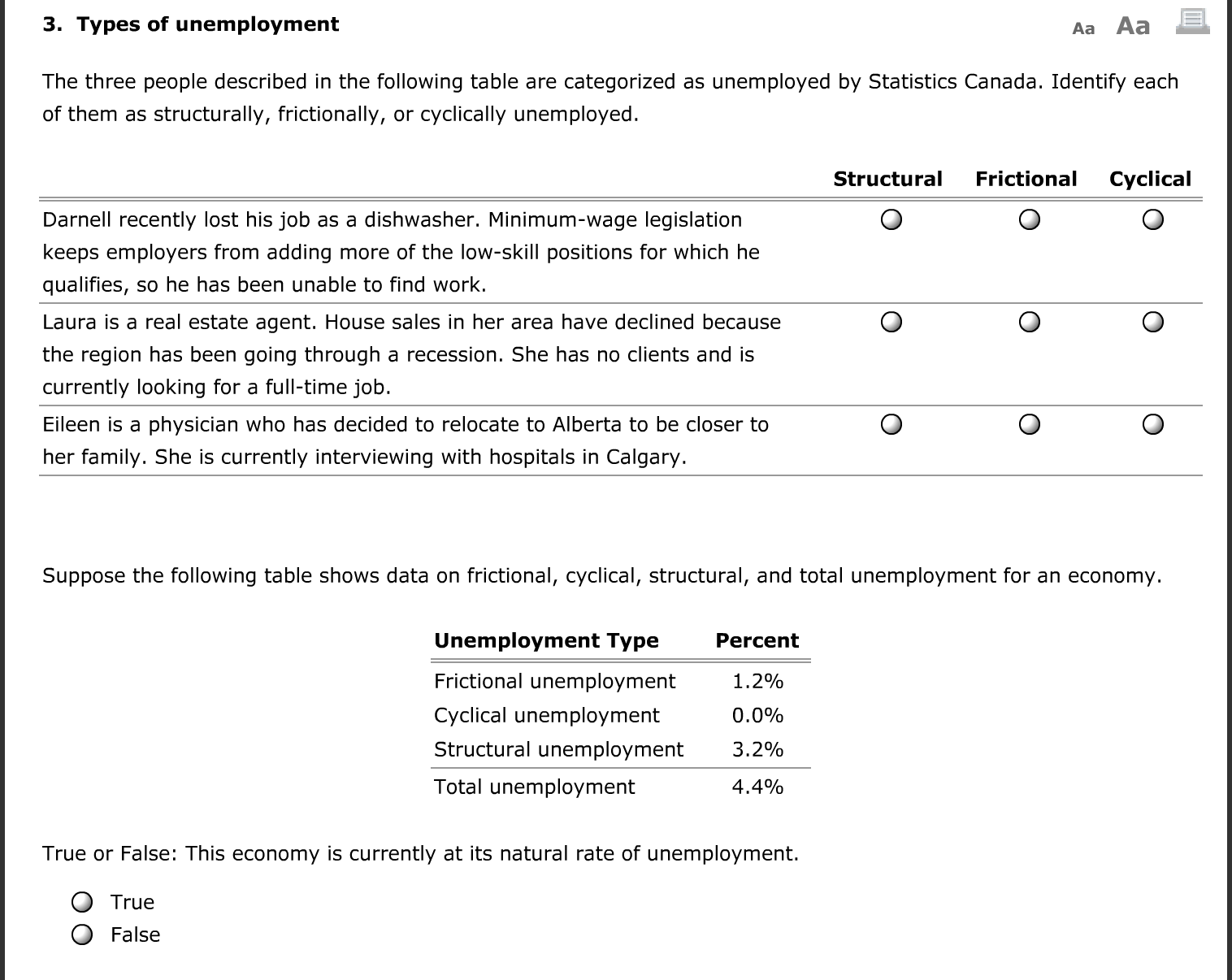Solved 3. Types of unemployment The three people described