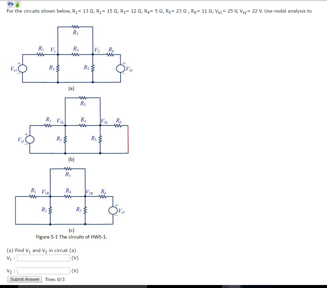 Solved Use Nodal Analysis To: A) Find V1 And V2 In Circuit | Chegg.com