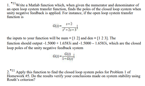 Solved 1. Write a Matlab function which, when given the | Chegg.com