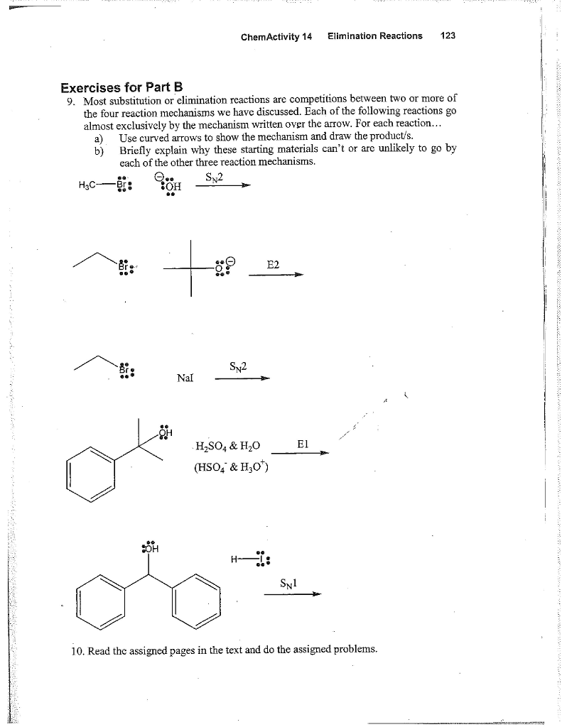 Solved ChemActivity 14 Elimination Reactions 123 Exercises