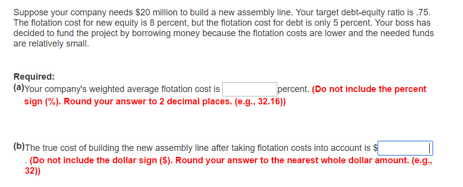 Solved Suppose your company needs $20 million to build a new | Chegg.com