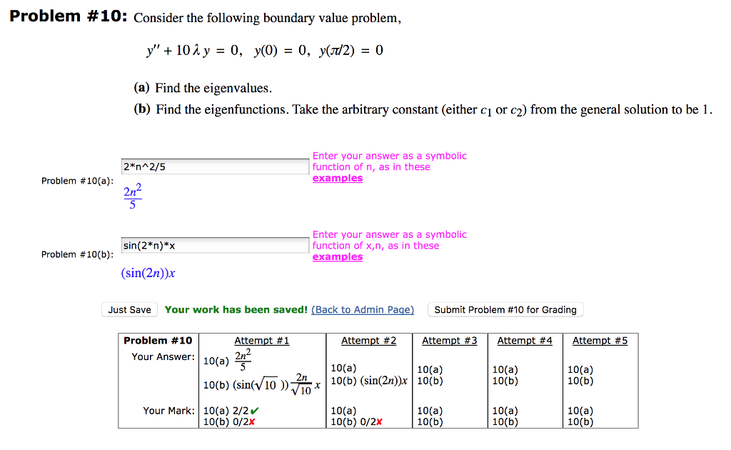 Solved Problem #10: Consider The Following Boundary Value | Chegg.com