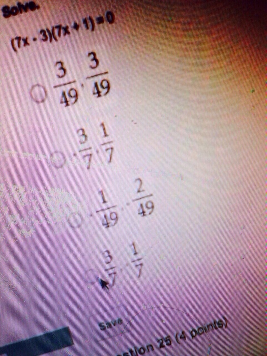 Solved Solve. (7x-3x7x+1140 49' 49 31 7'7 4949 Sav tion 25 | Chegg.com