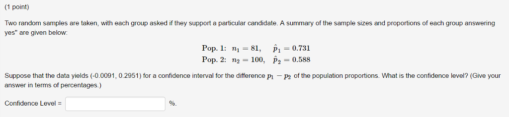 Solved Two random samples are taken, with each group asked | Chegg.com