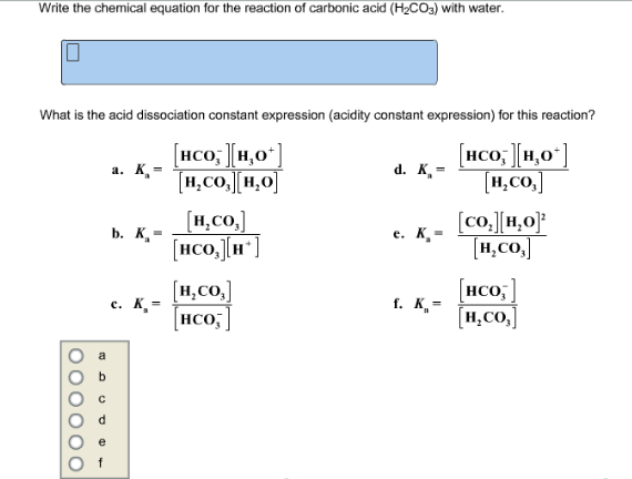 carbonic acid carbon dioxide formula