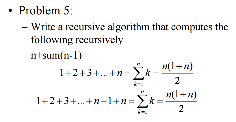 Solved Write a recursive algorithm that computes the | Chegg.com
