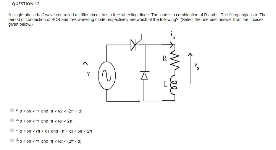 Solved QUESTION 12 A single-phase half-wave controlled | Chegg.com