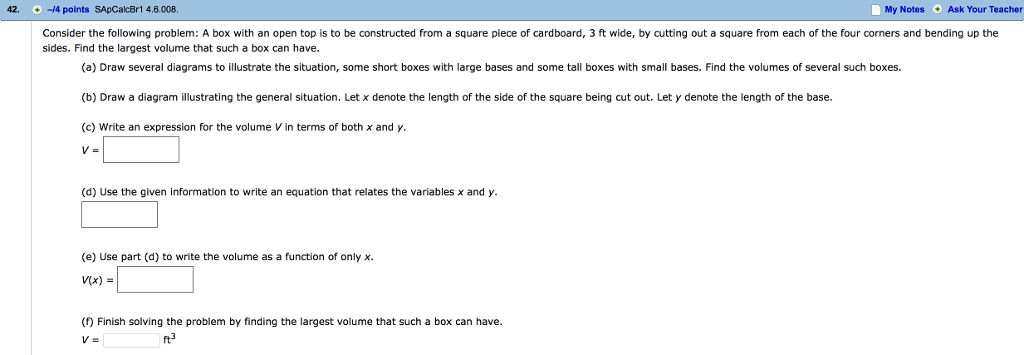 Solved Consider the following problem: A box with an open | Chegg.com