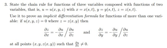 Solved 3. State the chain rule for functions of three | Chegg.com
