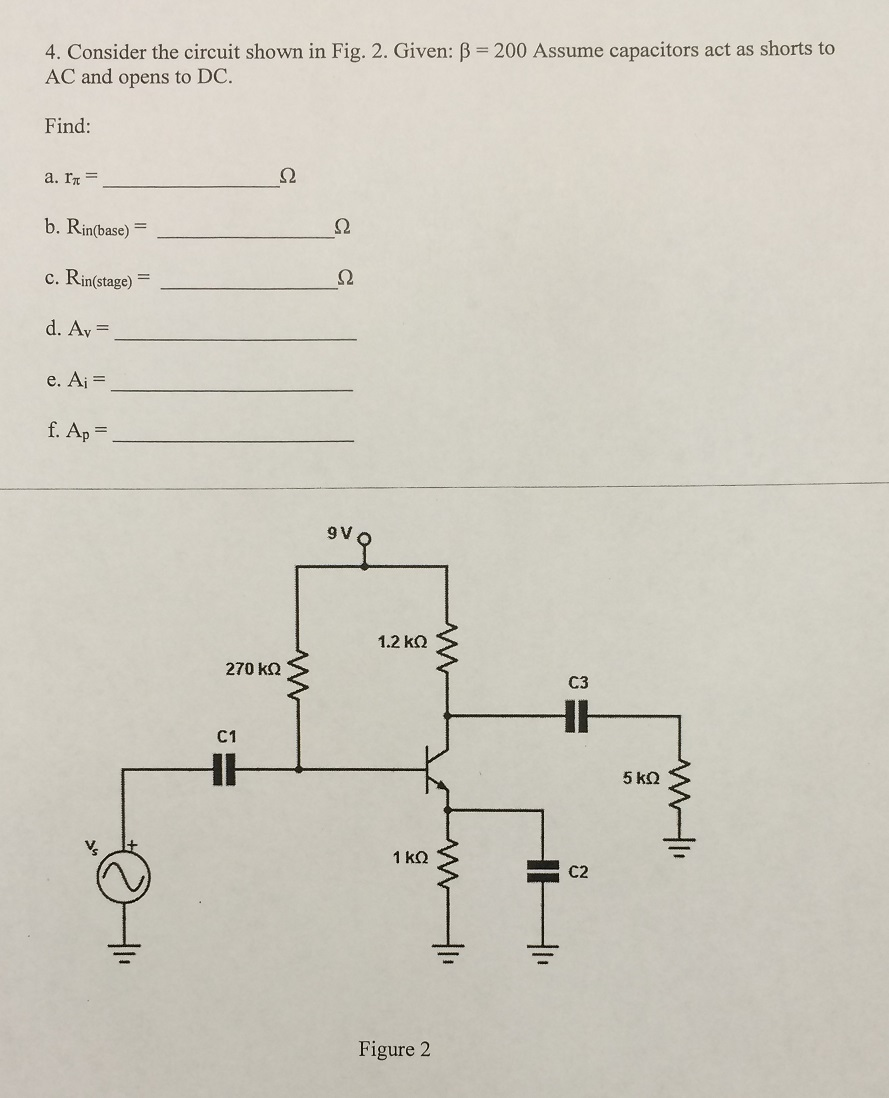 Solved Consider the circuit shown in Fig. 2. Given: beta = | Chegg.com