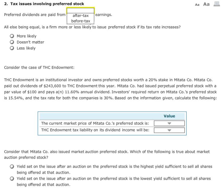 Solved Preferred Dividends Are Paid From Earnings All Else Chegg