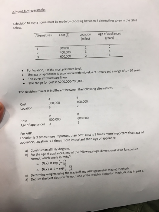 Solved 2. Home buying example: A decision to buy a home must | Chegg.com