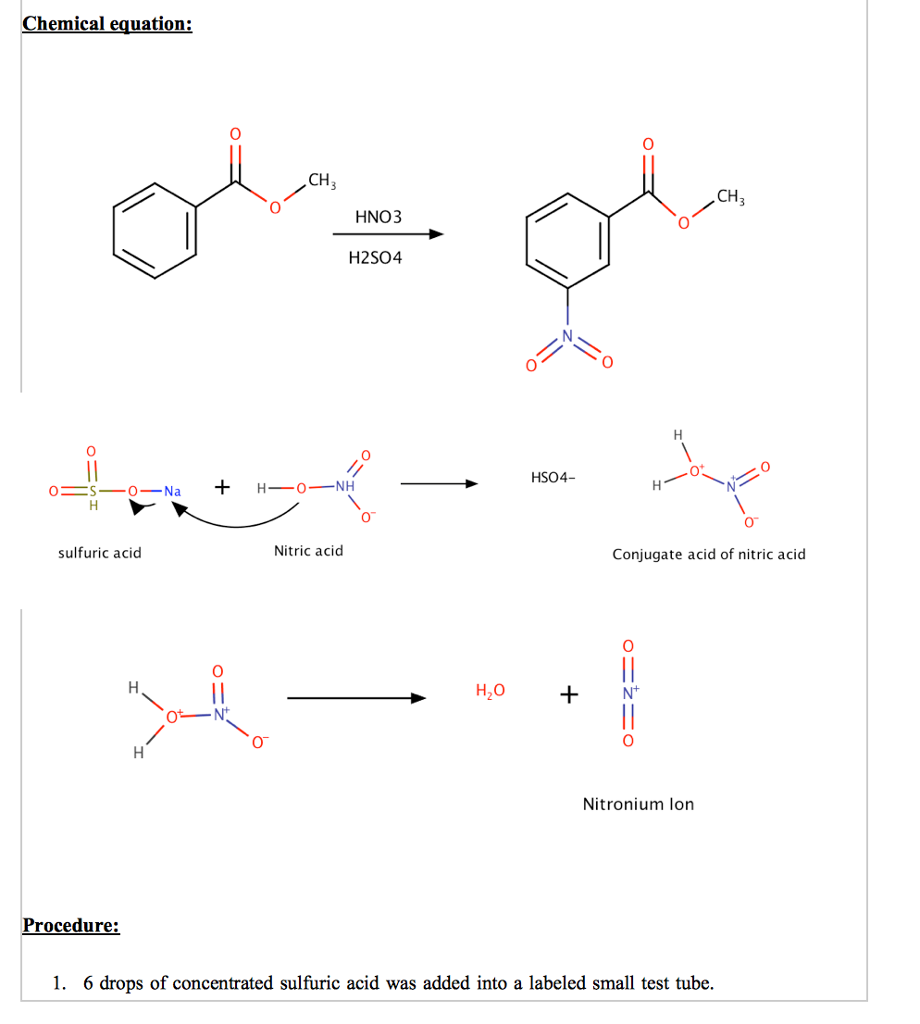 Procedure: 1. 6 drops of concentrated sulfuric acid | Chegg.com