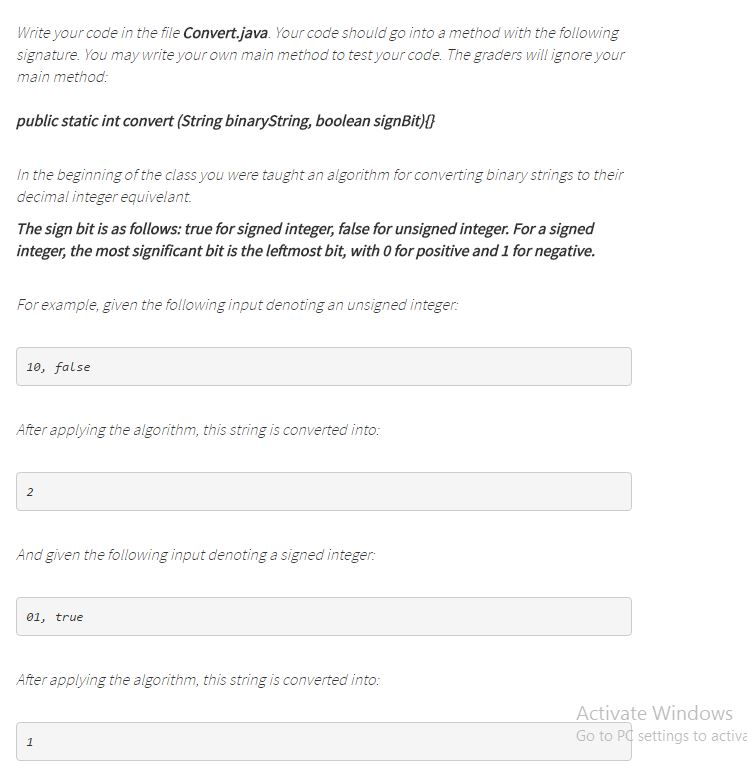 Solved Write your code in the file Convert.java. Your code | Chegg.com