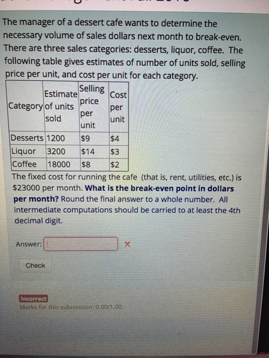 Solved The manager of a dessert cafe wants to determine the | Chegg.com