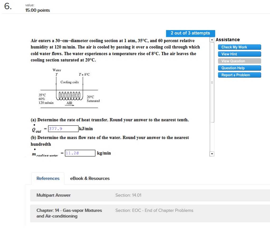 Solved Air enters a 30-cm-diameter cooling section at 1 atm, | Chegg.com