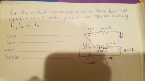 Solved For the circuit shown below, write three loop rule | Chegg.com