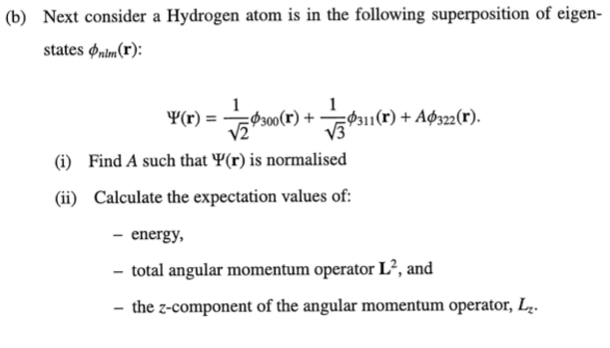 Solved Next consider a Hydrogen atom is in the following | Chegg.com